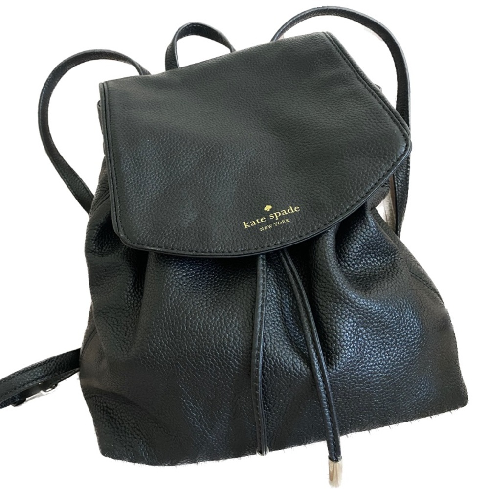 Kate Spade black pebbled leather backpack purse